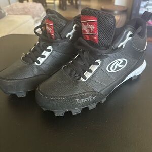 Rawlings Kids Black and Red Athletic Cleats